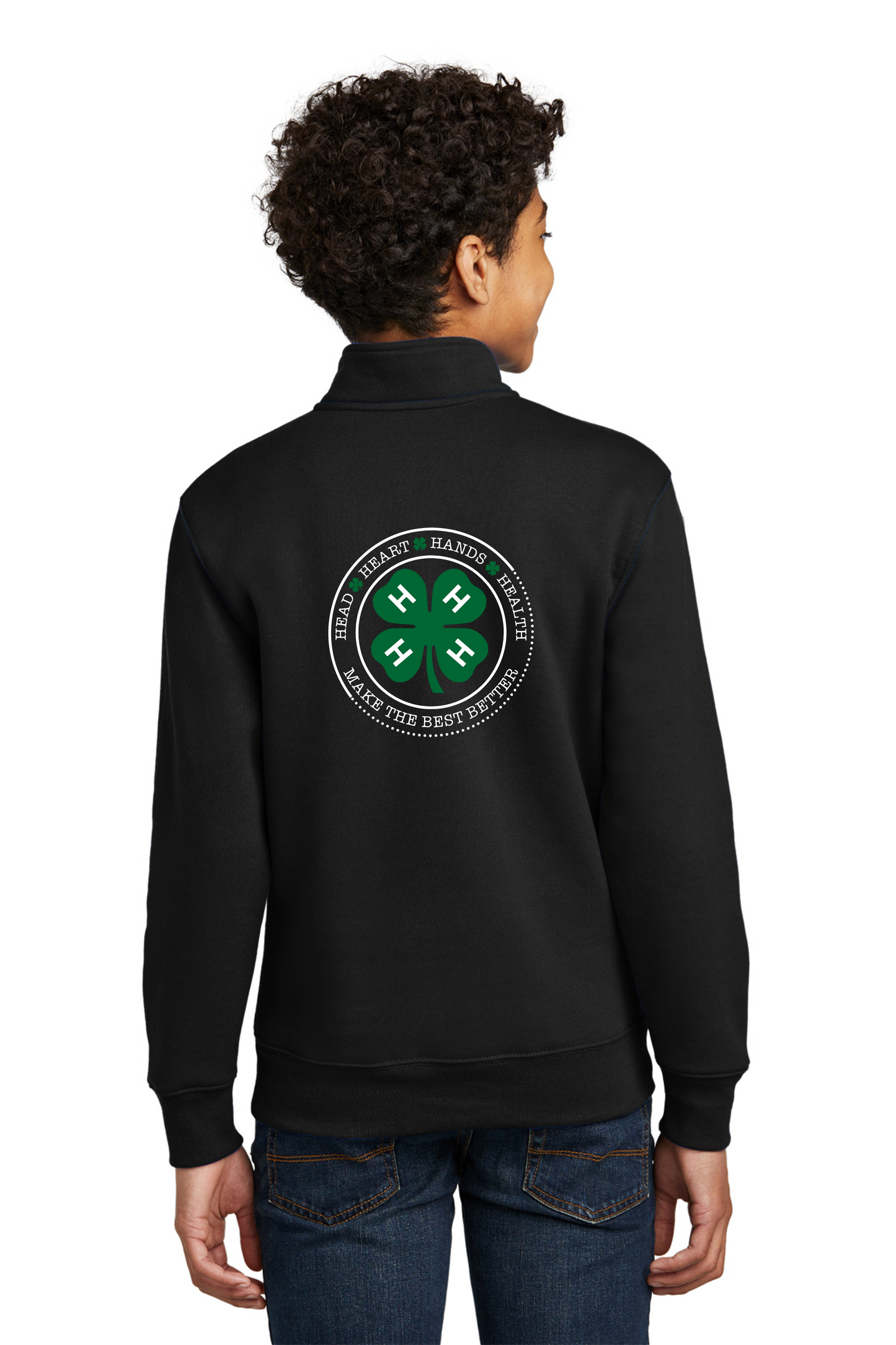 Add name Youth 1/4 zip sweatshirt email name size and product